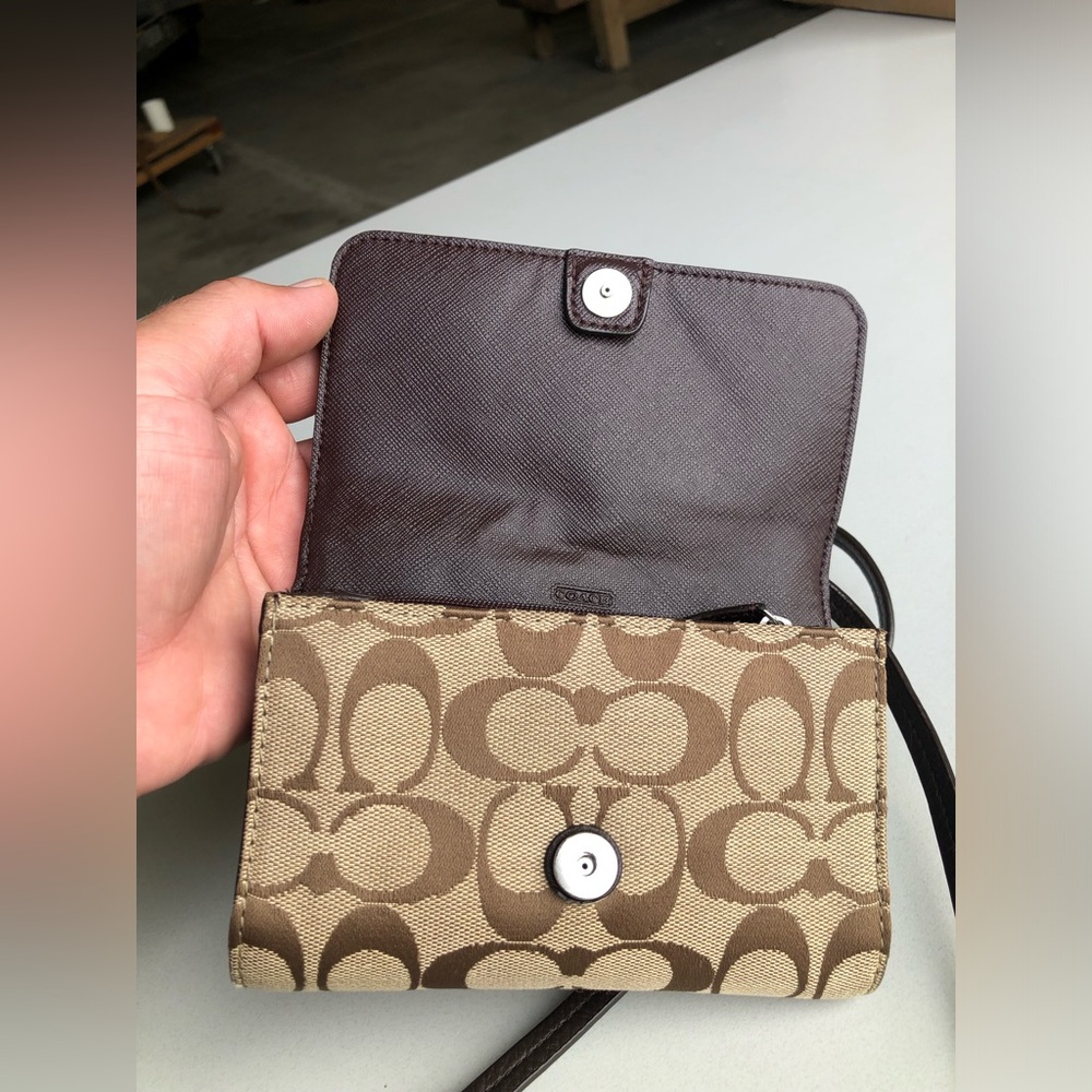 Coach Avery Signature Mini Signature canvas in khaki/brown Crossbody - Picture 11 of 15